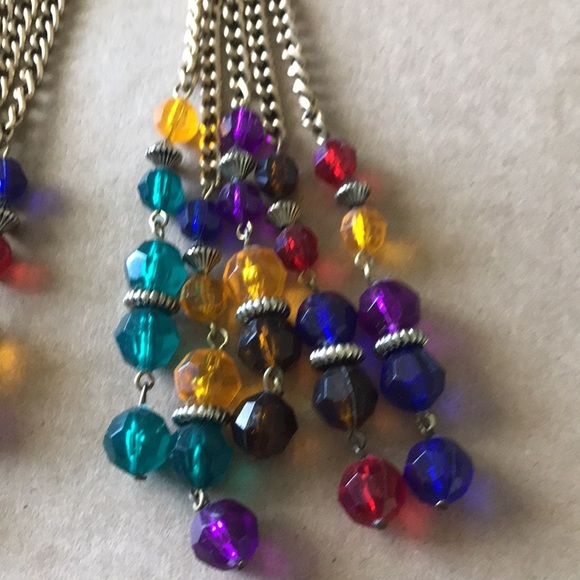 Jay Jacobs 5 Strand Acrylic Multicolored Dangled Earrings approx. 7 1/2” - Picture 4 of 10